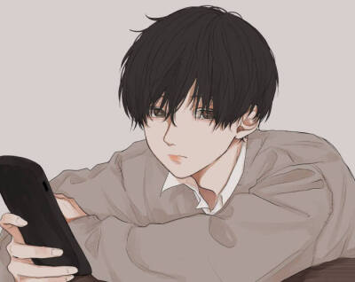 twi:snnniki 慵懒系动漫男头壁纸 纯色背景简单风格 日系