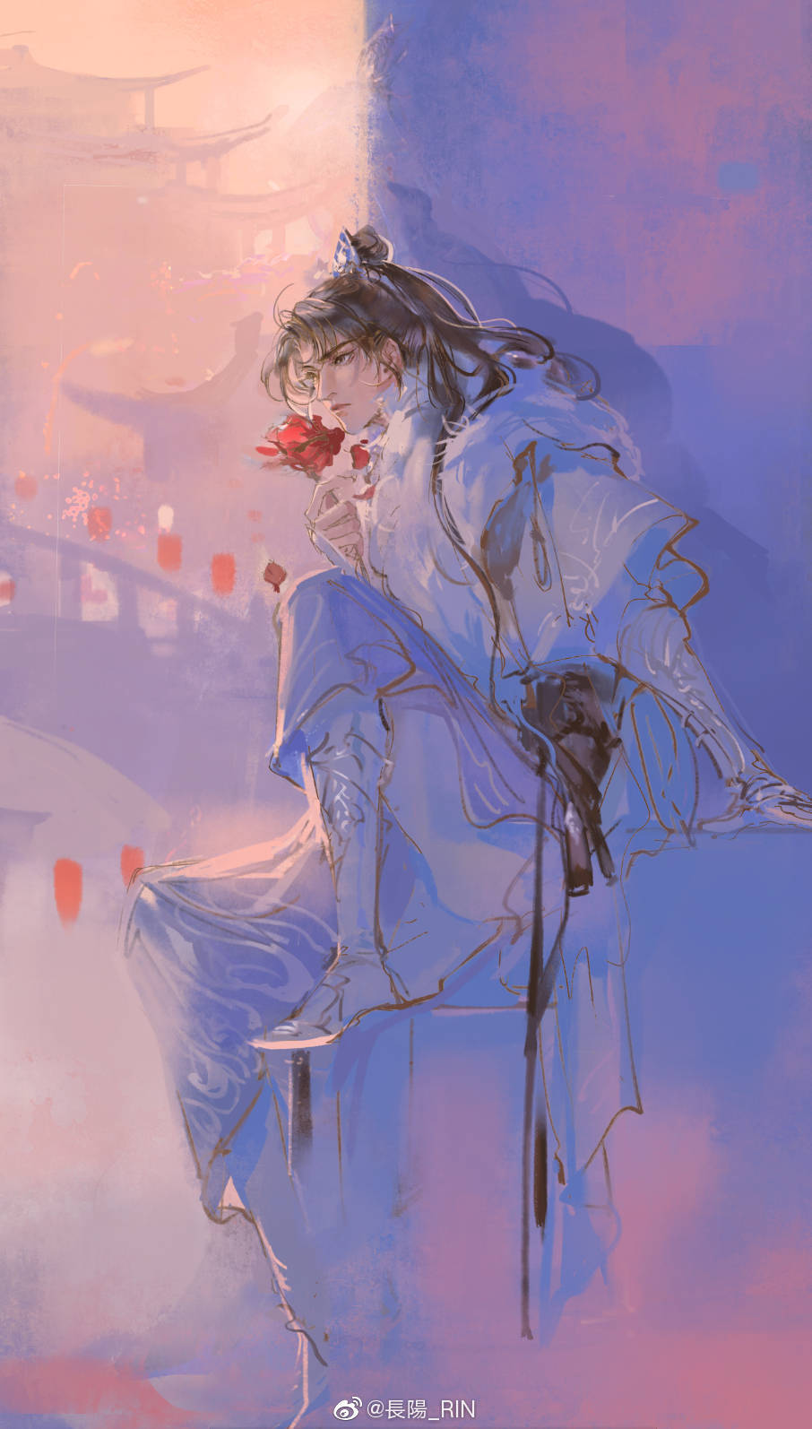 绘师:长阳rin 古风 水墨 头像 插画