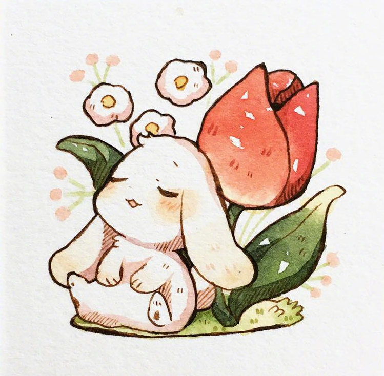 可爱的小兔子(*`*) artist:もかろーる ins:mokarooru 治愈的小兔子