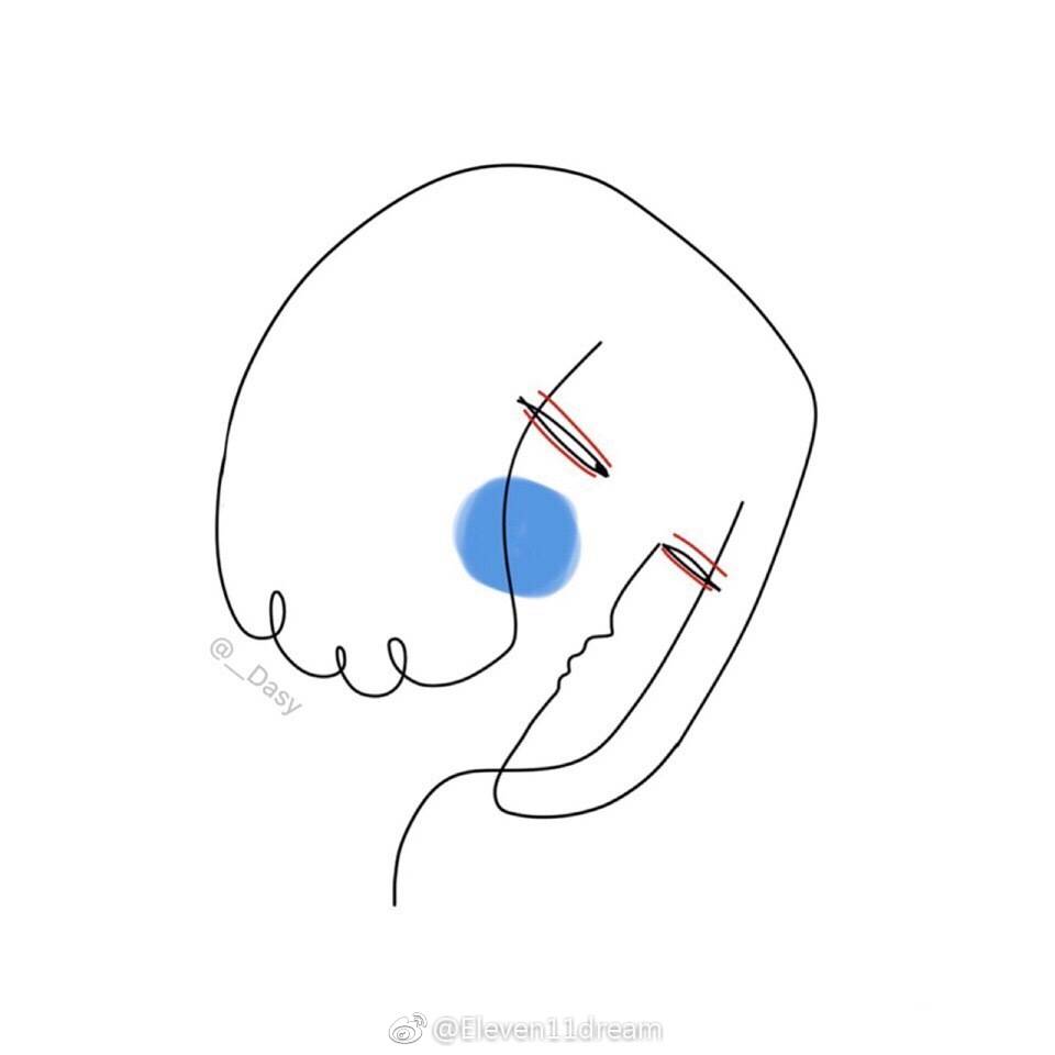 蓝色极简插画线条