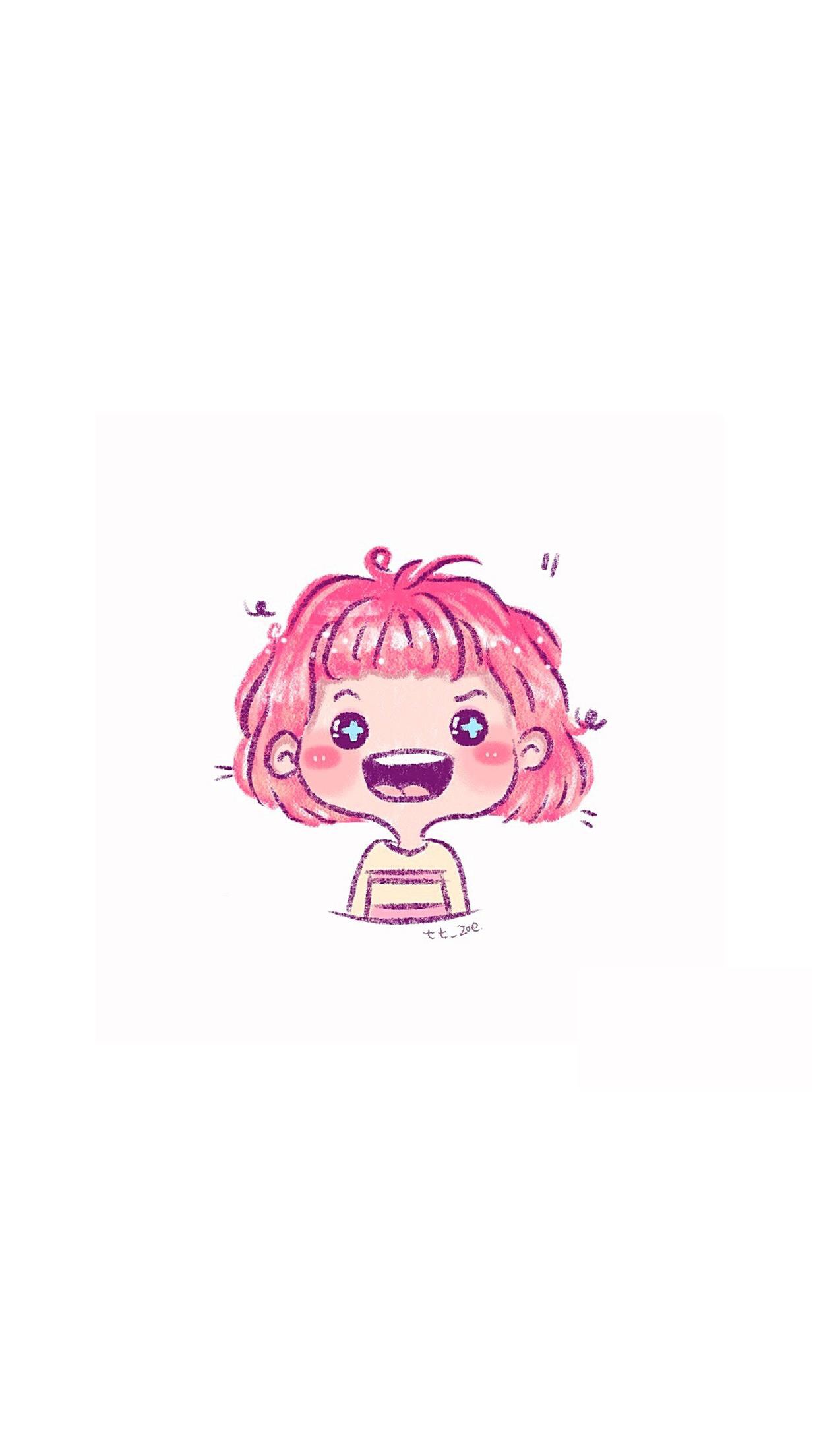 可爱小姐妹手绘手机壁纸图片-唯美-手机壁