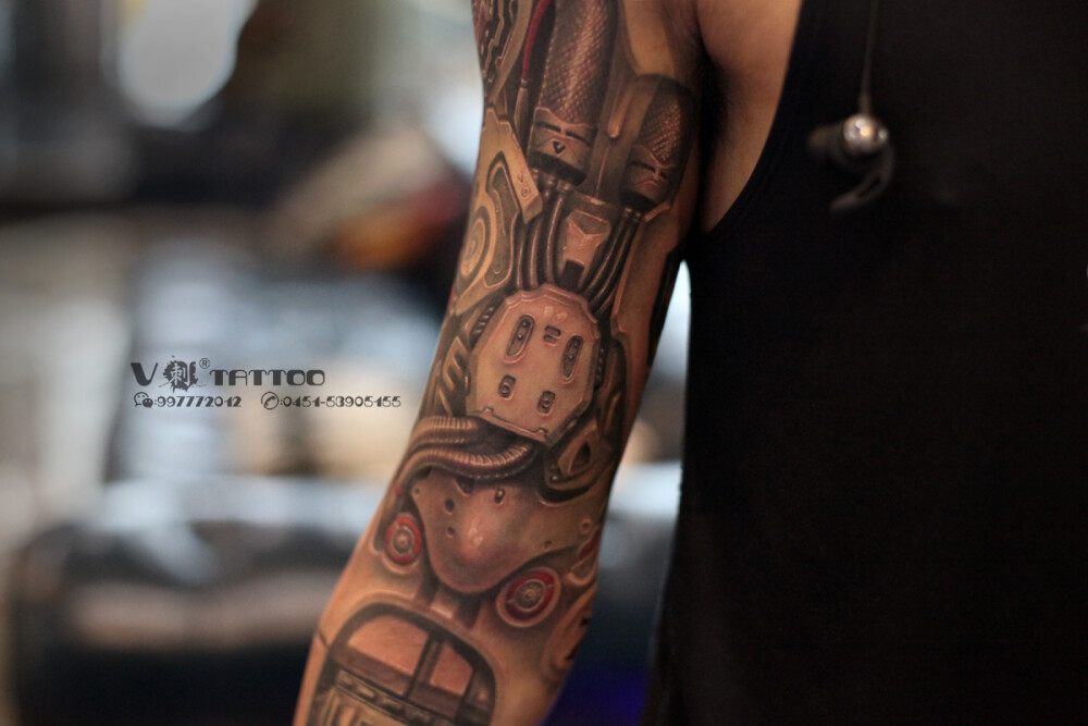 机械纹身,欧美纹身,机械花臂,欧美机械花臂,机械减震,写实纹身,哈尔滨