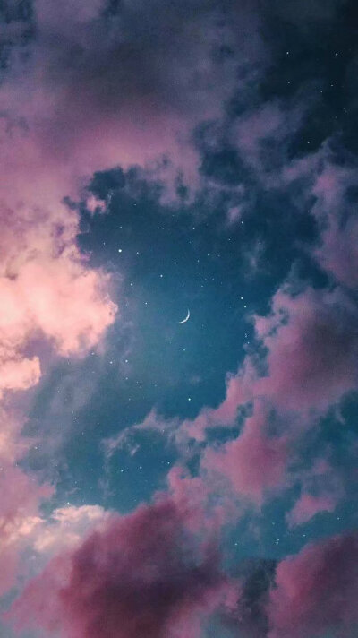美景 月亮 流行 星空 粉色 好看 漂亮 蓝色 壁纸 qq微信背景