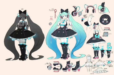 初音未来角色设计私设动漫二次元双马尾lolita软妹