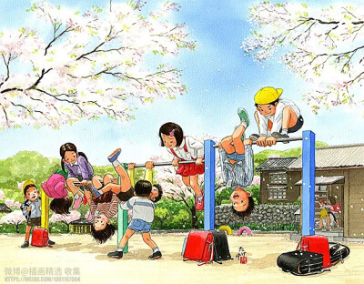 日本画师竹中俊裕绘画了一系列他脑海里那自己的美好的儿时时光;每张
