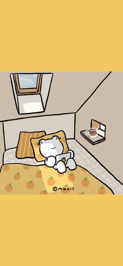 互相忙碌互相牵挂一起长大. 小熊炼乳可爱手绘卡通壁纸 cr:manil