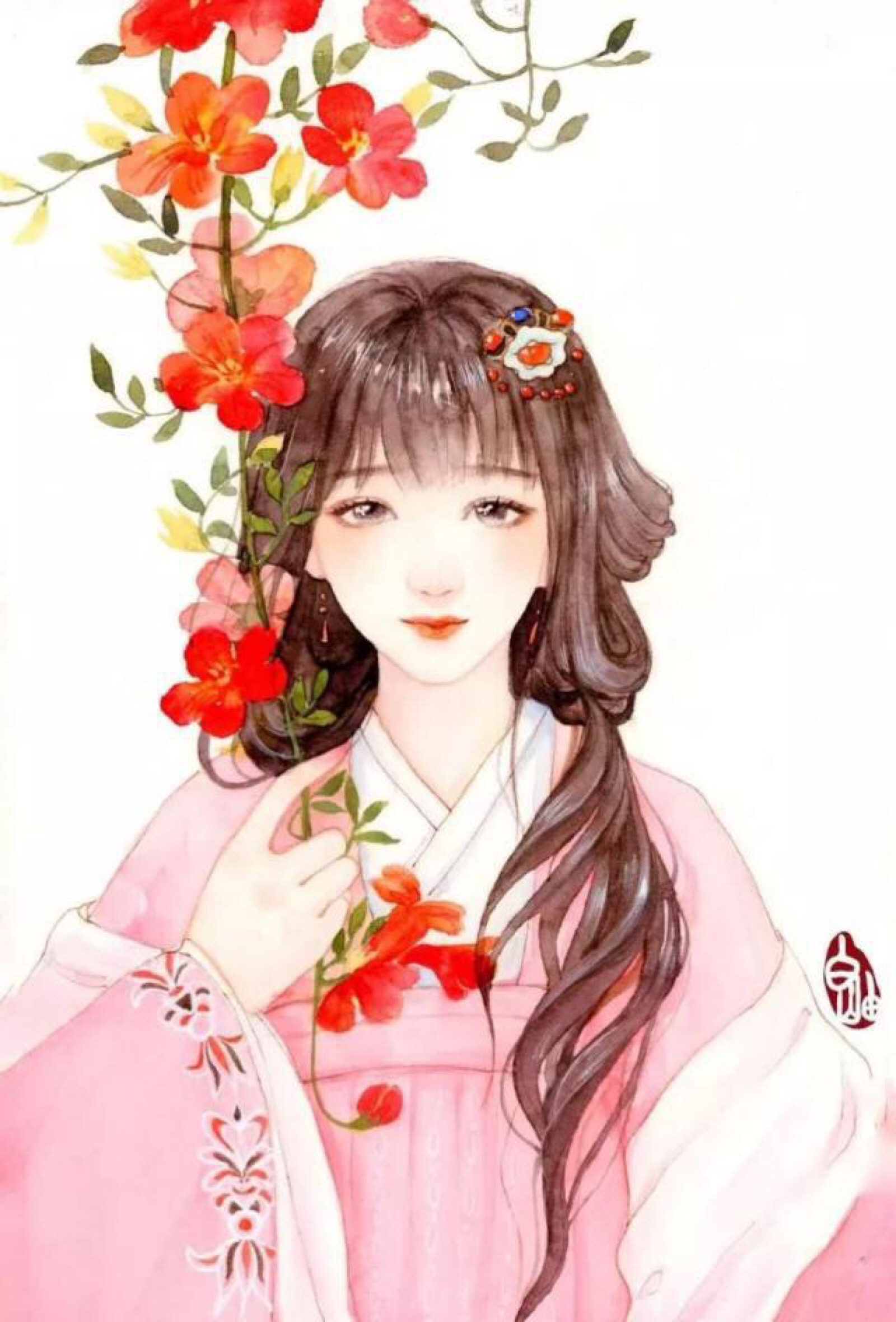 古风手绘水彩美人 非原创 仅分享