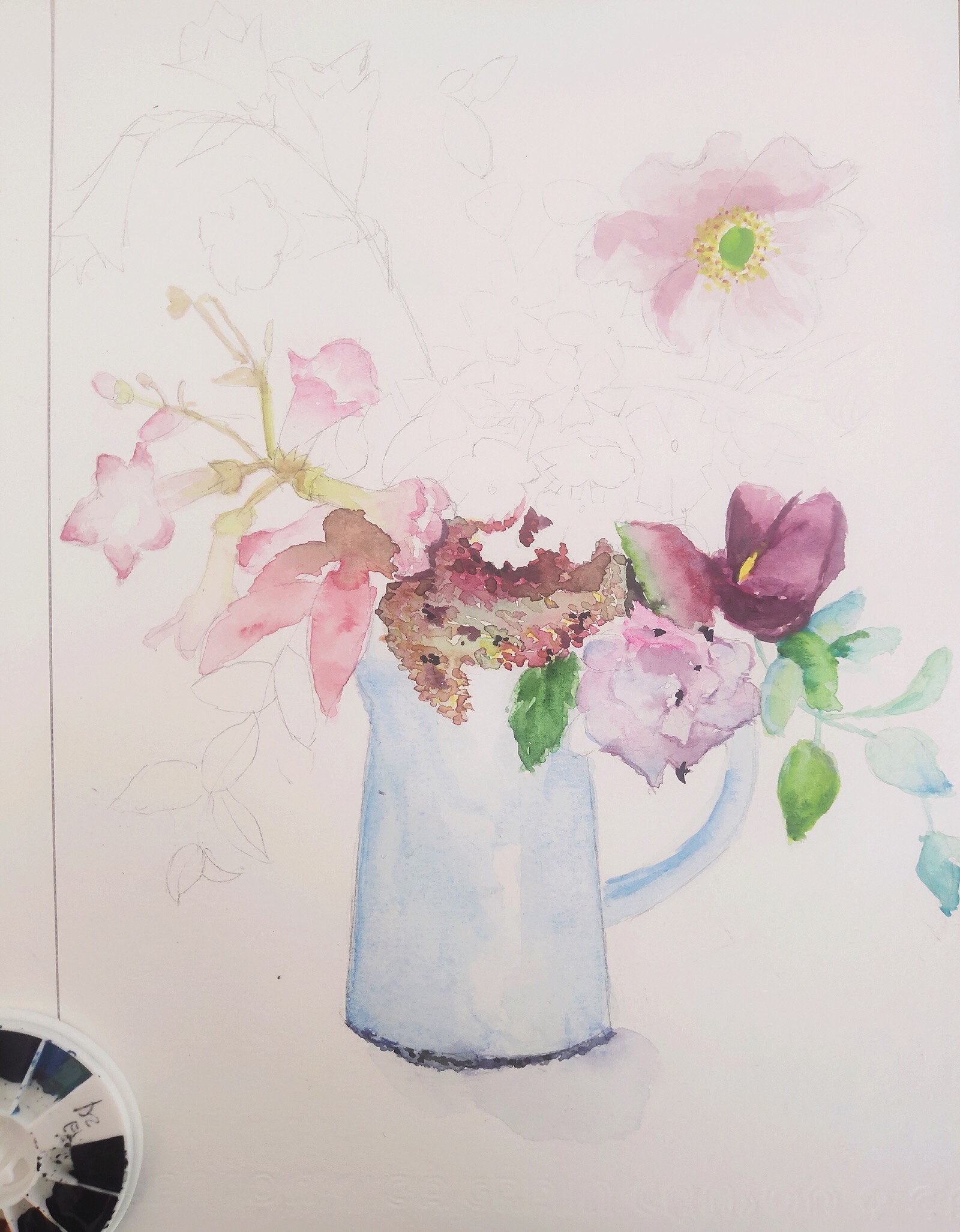 教你画水彩花束今天我们来画一束花瓶插花 堆糖 美图壁纸兴趣社区