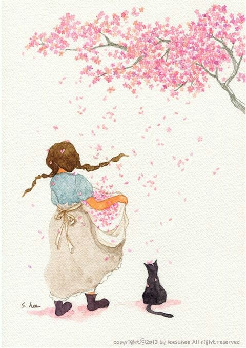爱花的小女孩～【·图】 #插画师
