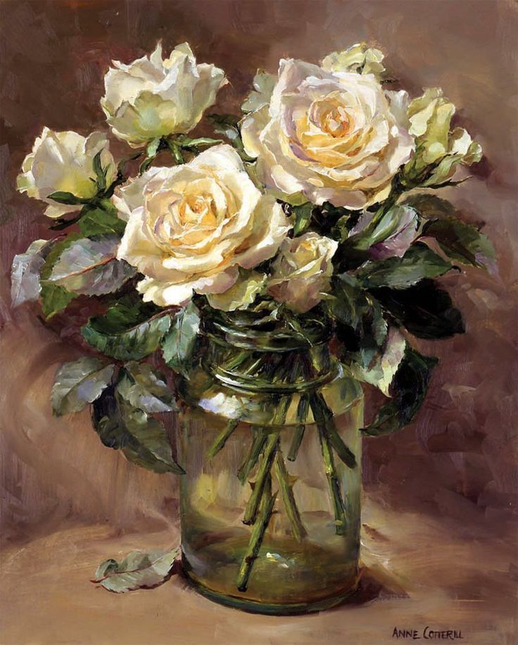 油画花卉~ (作者:英国画家anne cotterill )