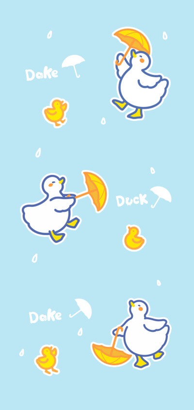 可爱鸭鸭·蓝黄·壁纸 cr. 大可鸭dake