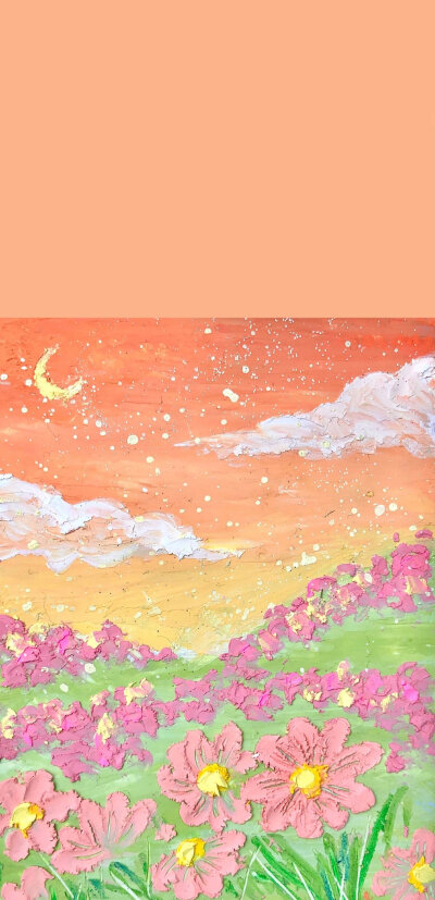 油画质感壁纸artset 高清壁纸 可爱简约 纯色壁纸插画手绘转载:wb是咩