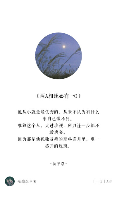 《两a相逢必有一o》厉冬忍