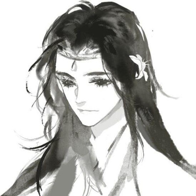 黑白素描古风男头