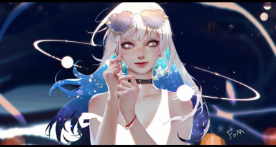 蓝色头发的二次元少女封面