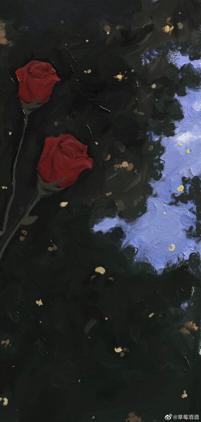 油画质感壁纸artset 油画壁纸 可爱简约 纯色壁纸插画手绘转载:草莓酒