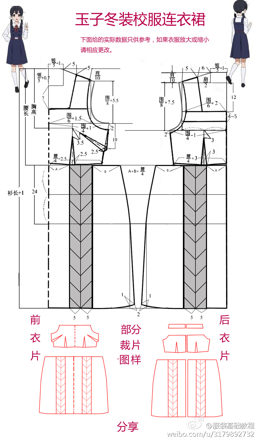 校服连衣裙,jk制服,裁剪纸样