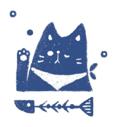 蓝色可爱小猫日常 手帐免扣素材贴纸