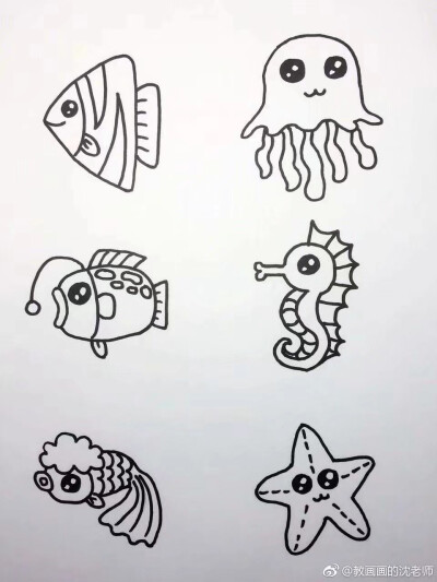 海底世界大海小鱼珊瑚简笔画!作者: 教画画的沈老师
