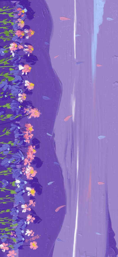 油画质感壁纸artset 高清壁纸 可爱简约 纯色壁纸插画手绘转载:-六个