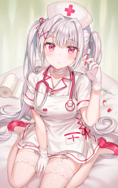 萝莉 少女 护士 性感 可爱 治愈 白色 天使 二次元 动漫 背景 插画 美