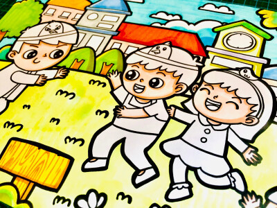 父亲节 抗疫英雄 课间十分钟 泼水节 甜品 儿童画 @huan欢欢喜儿童画
