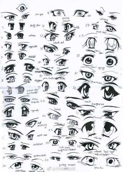 绘画素材/参考动漫眼睛的画法