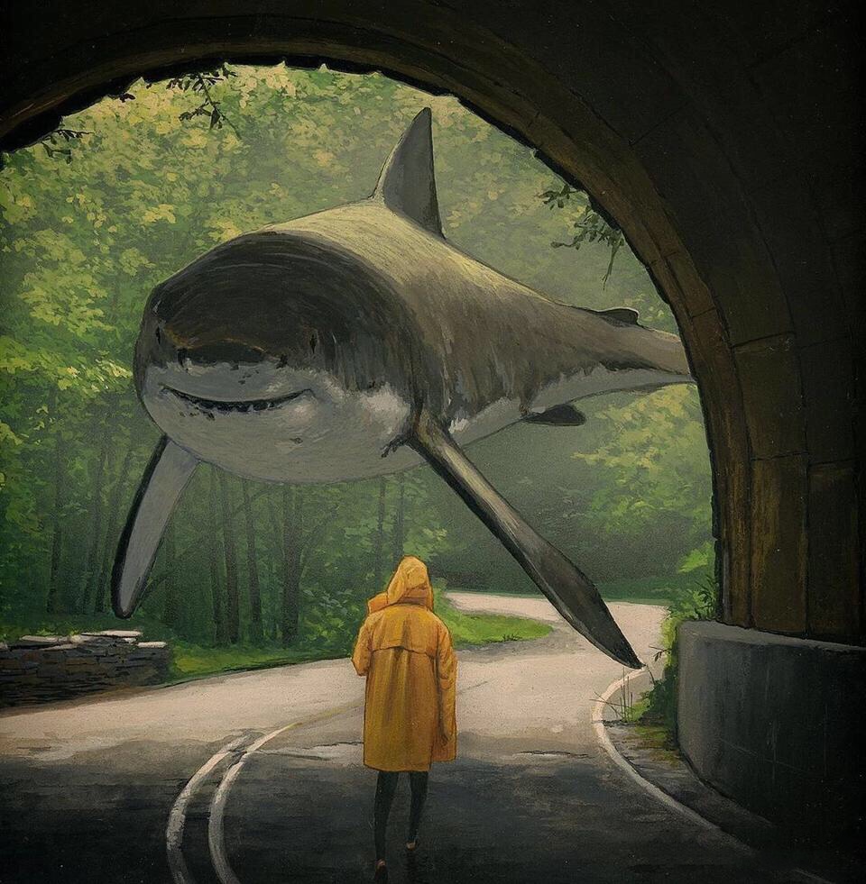 第一百八十七期-chris austin 美国插画师 被迫流浪的鲨鱼