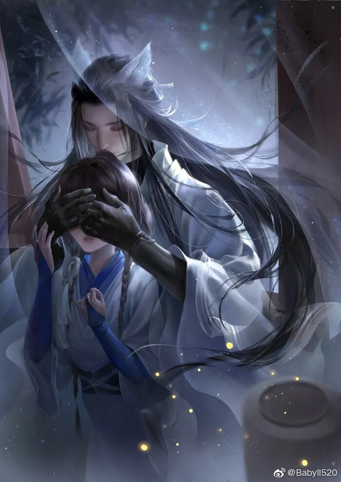 古风情侣插画