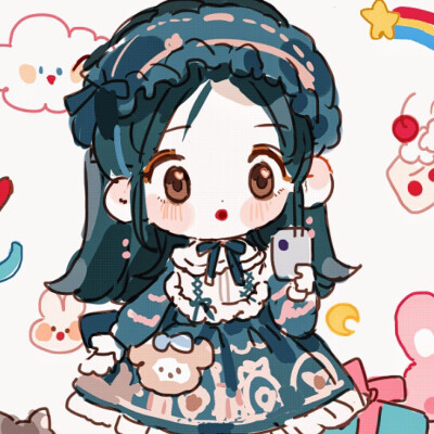 超可爱的卡通头像画师微博id:普通小狗自截