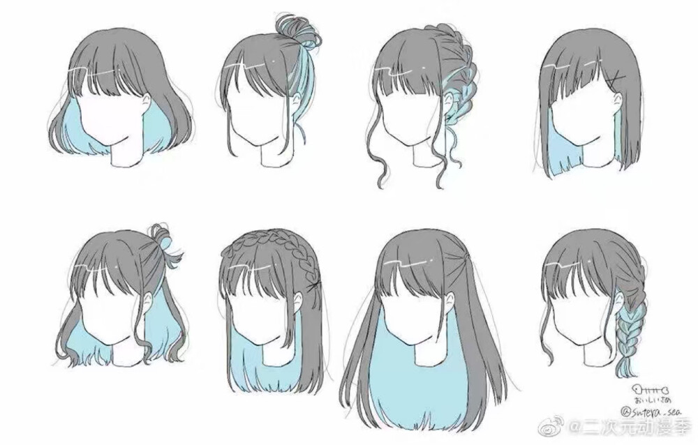 关于女孩子头发的绘画素材