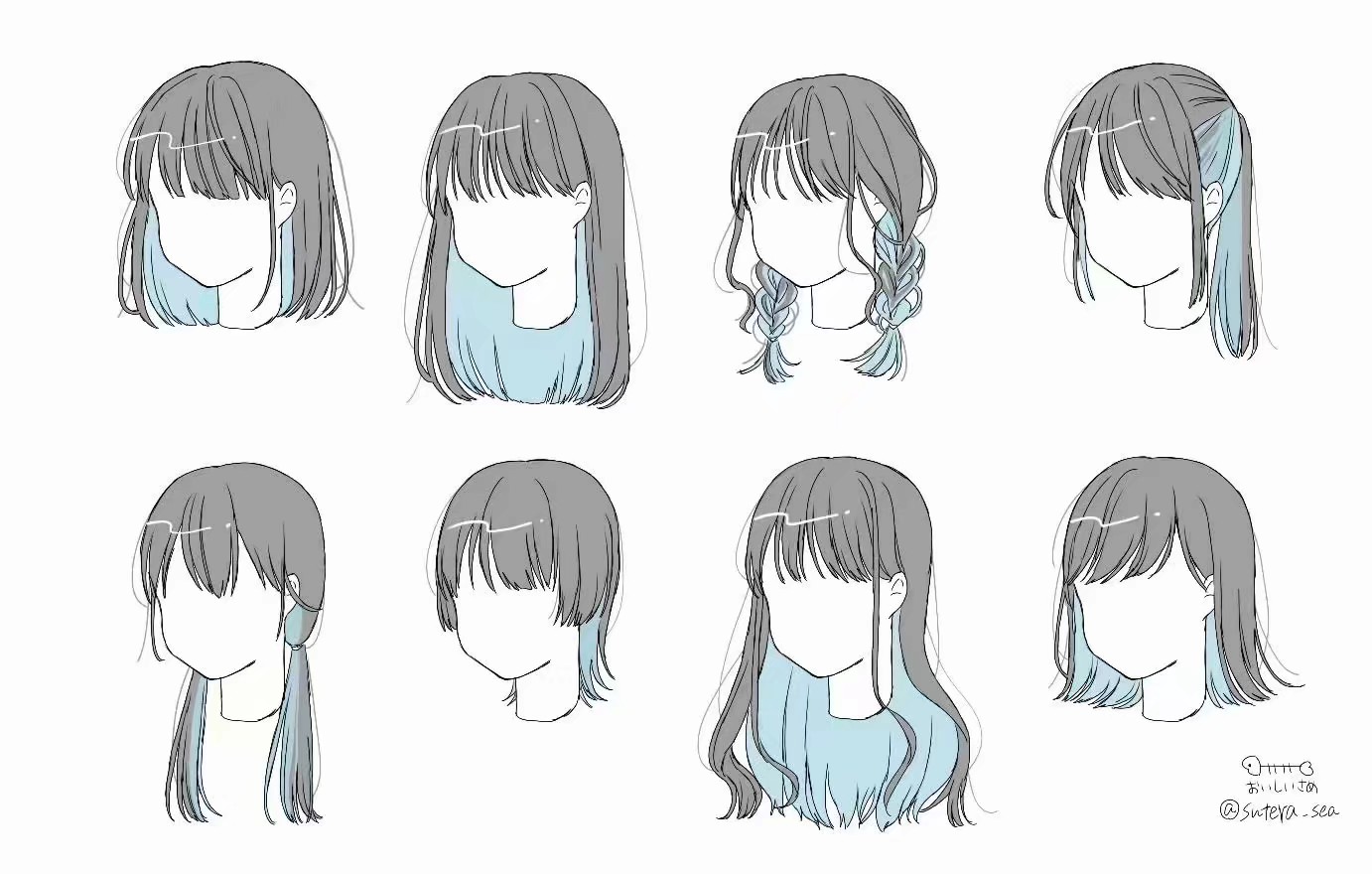 关于女孩子头发的绘画素材,马住学习