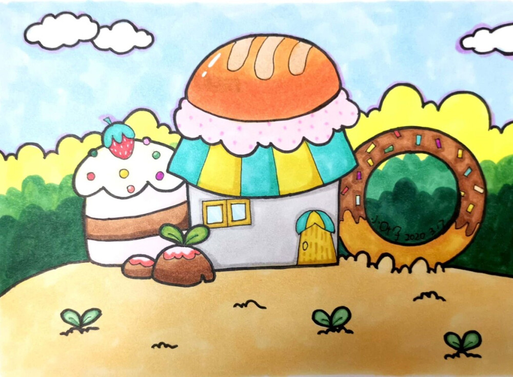 马克笔儿童画→童话里的房子 - 堆糖,美图壁纸兴趣社区