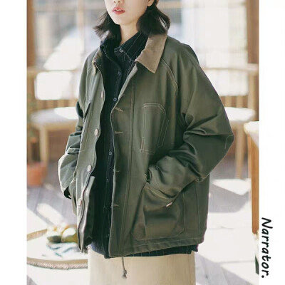 旁白2019秋装日系复古宽松ins超火的工装外套女学生情侣bf风夹克