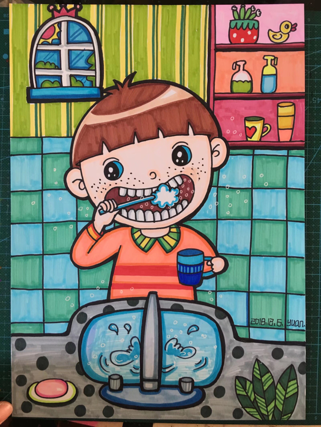卡通开心刷牙的牙齿小人素材免费下载 - 觅知网
