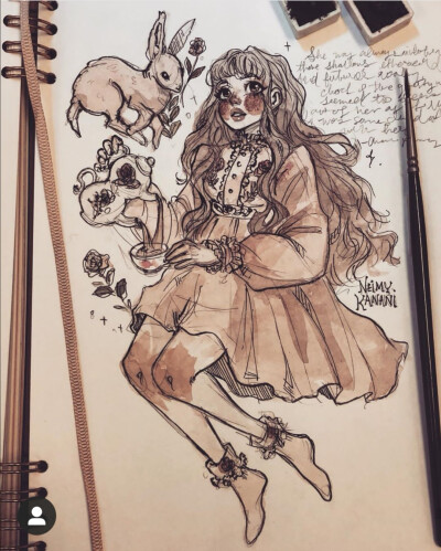 instagram手绘女孩 ,插画师:neimy kanani