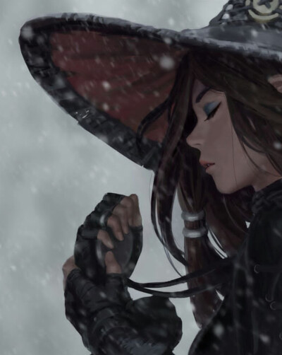 插画师:炜炜 暗黑战士戴帽子的酷女孩