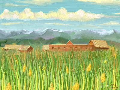 绿色壁纸油画