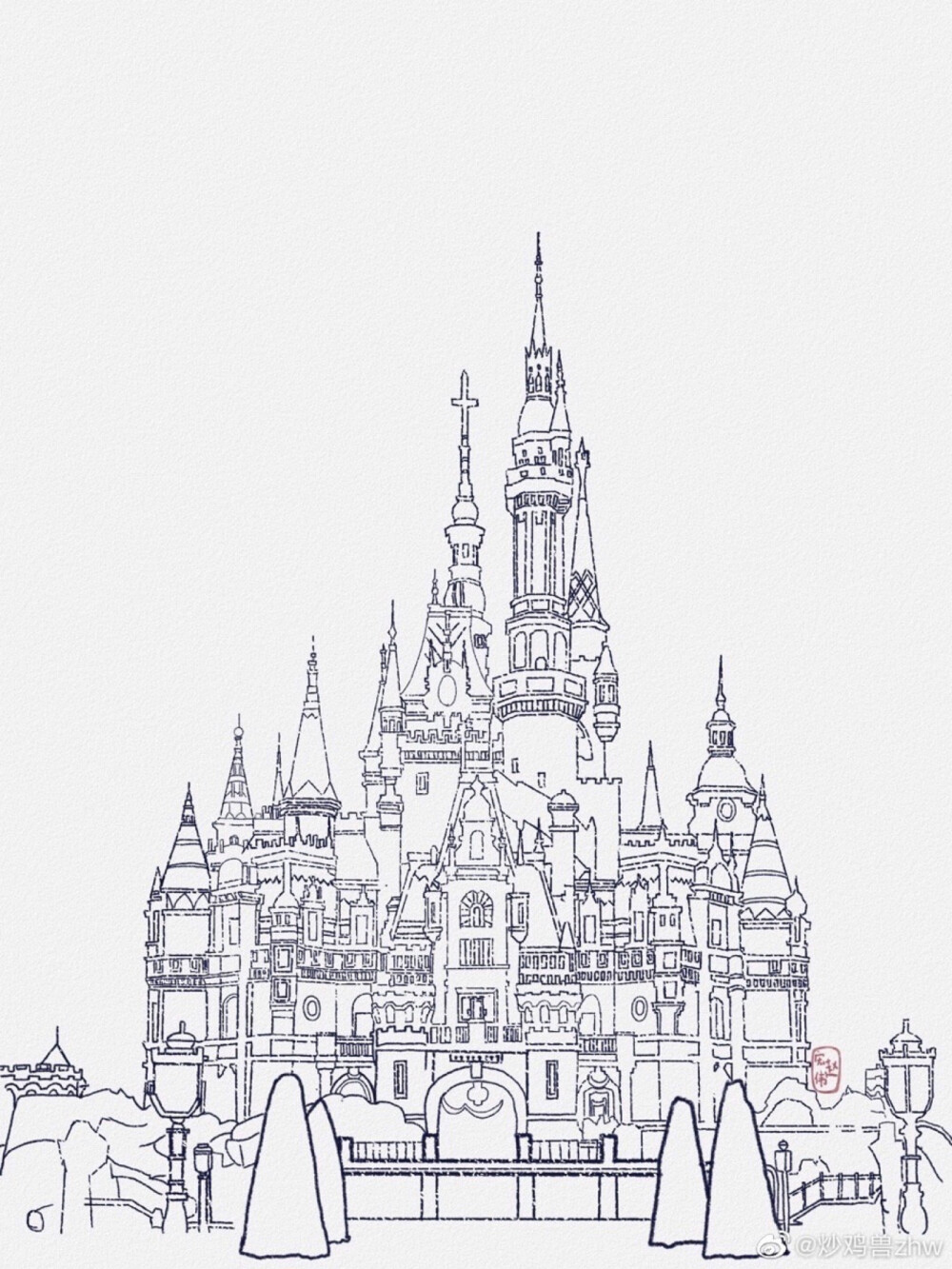迪士尼在逃公主在线画迪士尼城堡