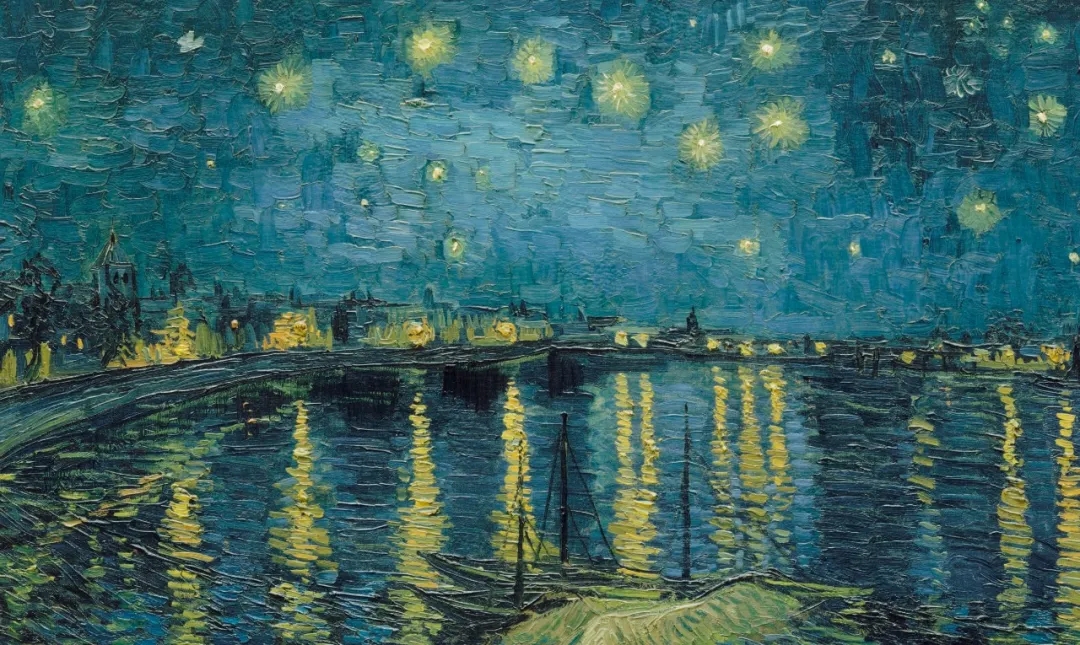 《罗纳河上的星空》starry night over the rhone,1888.