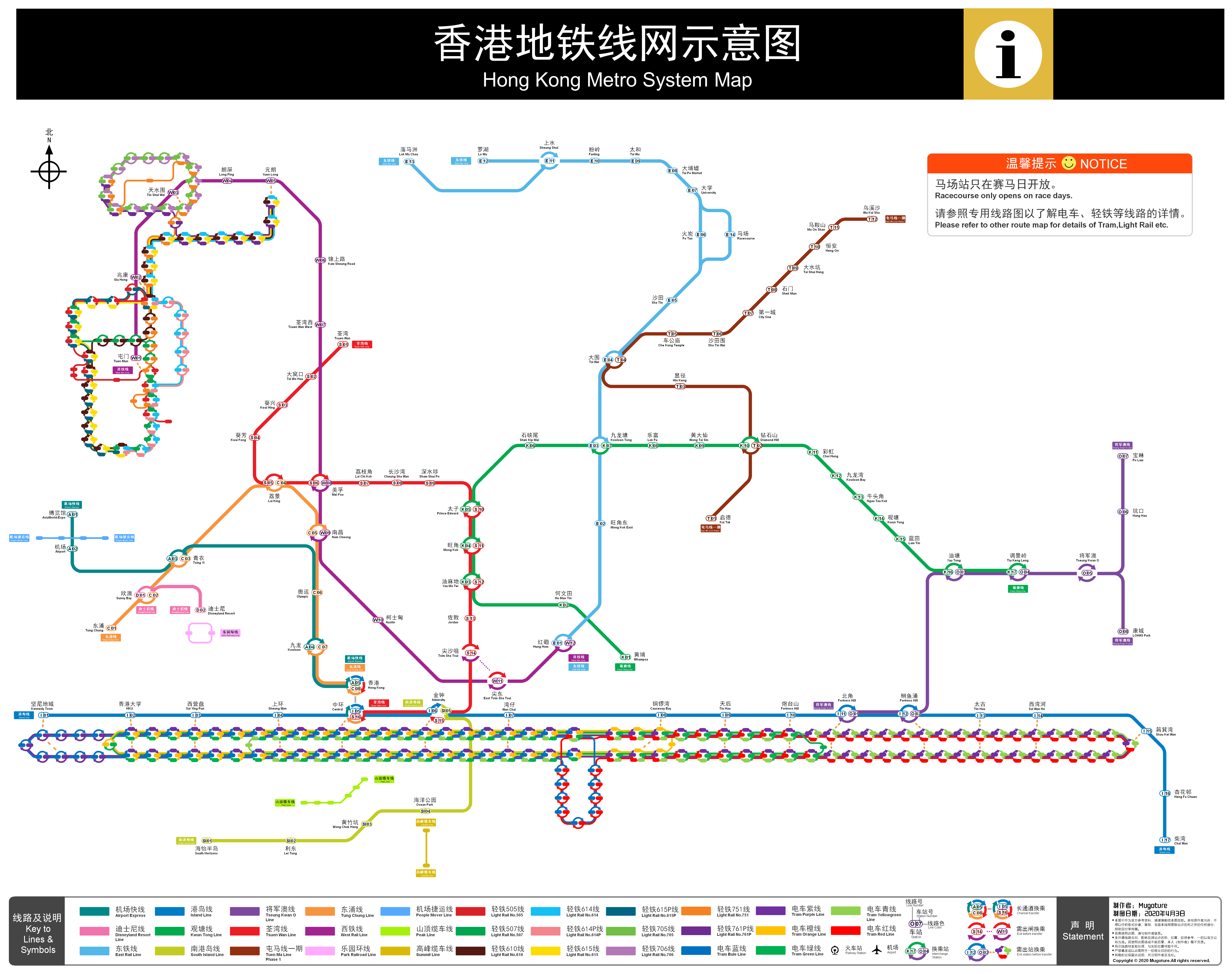 【自制】香港地铁线网示意图