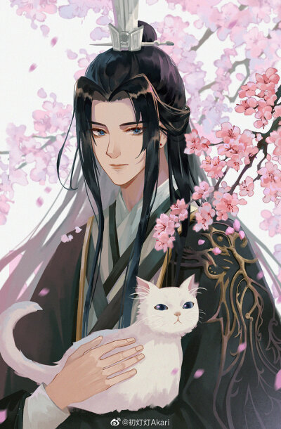 二哈和他的白猫师尊# #男生头像# #古风# 微博画师:初灯灯akari