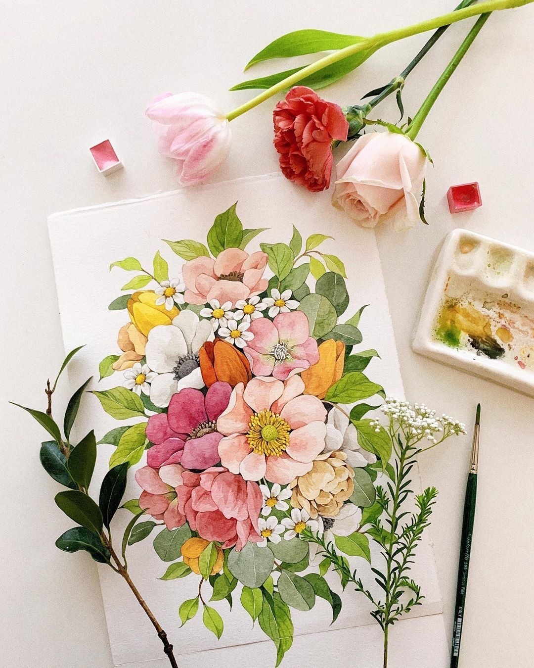 清新的色彩水彩花卉 堆糖,美图壁纸兴趣社区