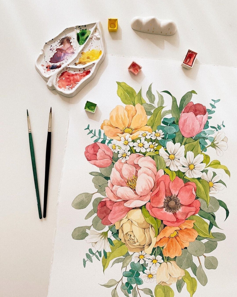 清新的色彩水彩花卉 堆糖,美图壁纸兴趣社区