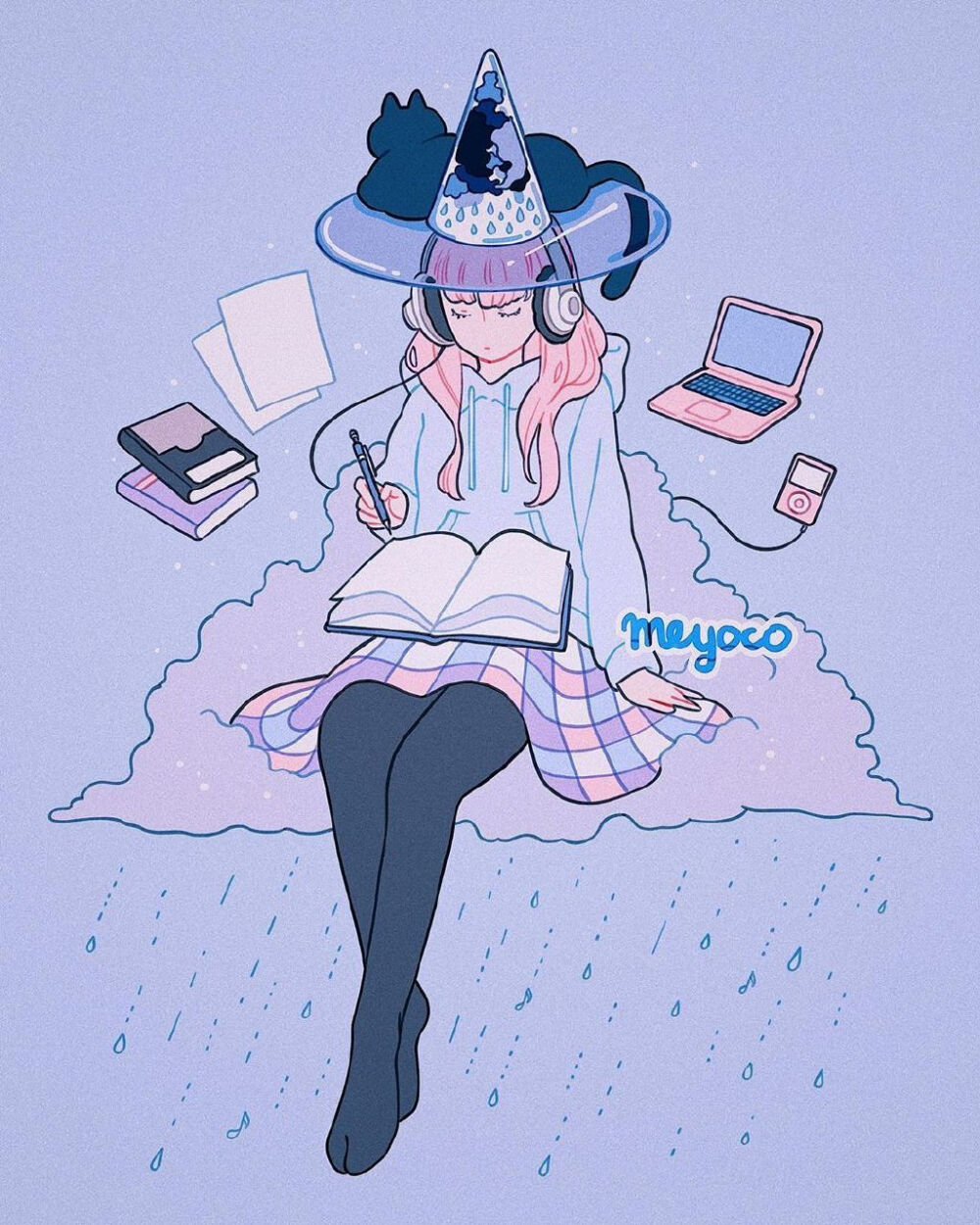 少女心画师:meyoco 女生插画|壁纸|背景