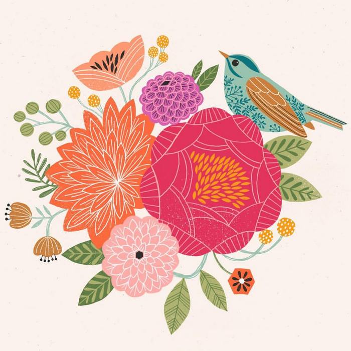 花鸟 图案 插画 by_bethan janine