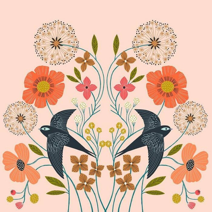 花鸟 图案 插画 by_bethan janine