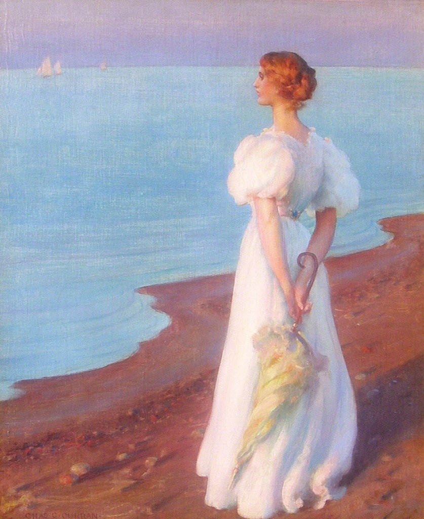 复古油画油画家:charles courtney curran 人物插画|人物油画|艺术