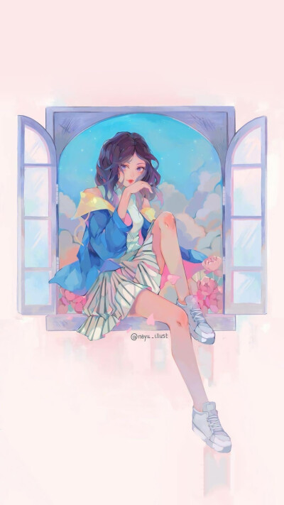 【插画】糖果色甜美少女心插画壁纸插画师: nayu_illust .