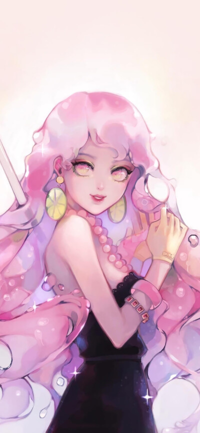 甜美女生手绘美图高清手机壁纸